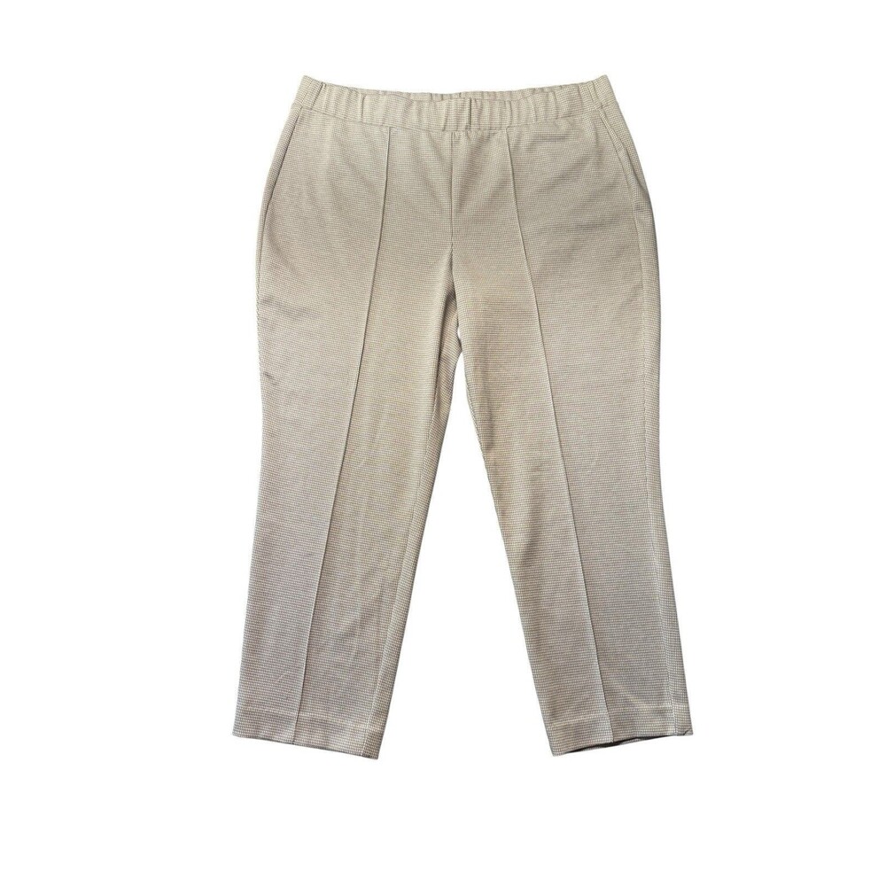 Croft & Barrow Pants Womens XXL Beige Houndstooth Pull On Straight Ankle EUC